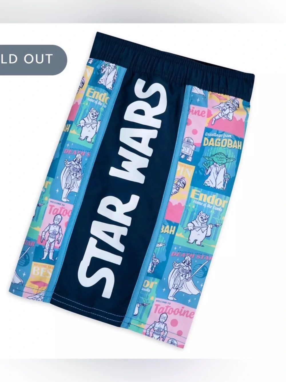 Shop‎ Disney Star Wars Navy Blue Multi-Color Kids Swim Trunks Size 9/10